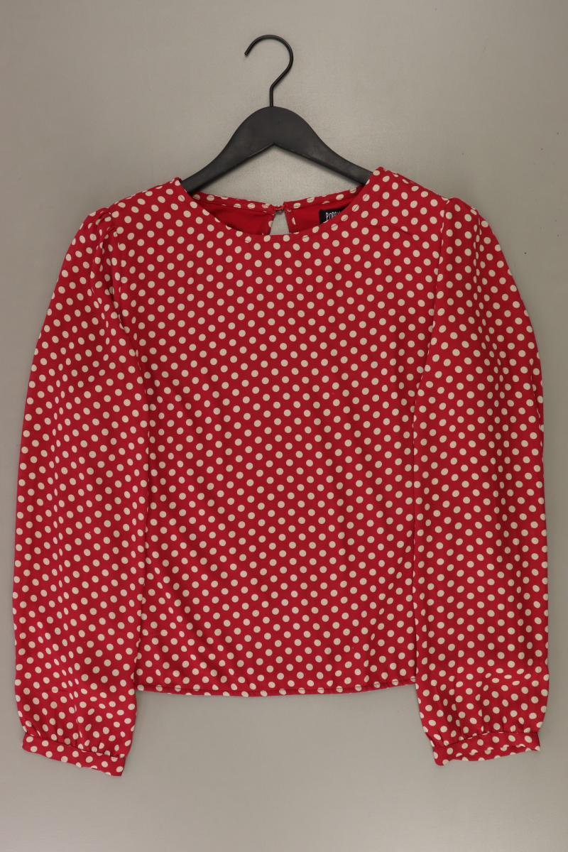 Langarmbluse Gr. 44 gepunktet rot aus Polyester