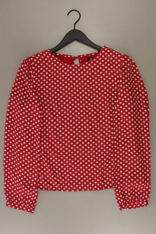 Langarmbluse Gr. 44 gepunktet rot aus Polyester