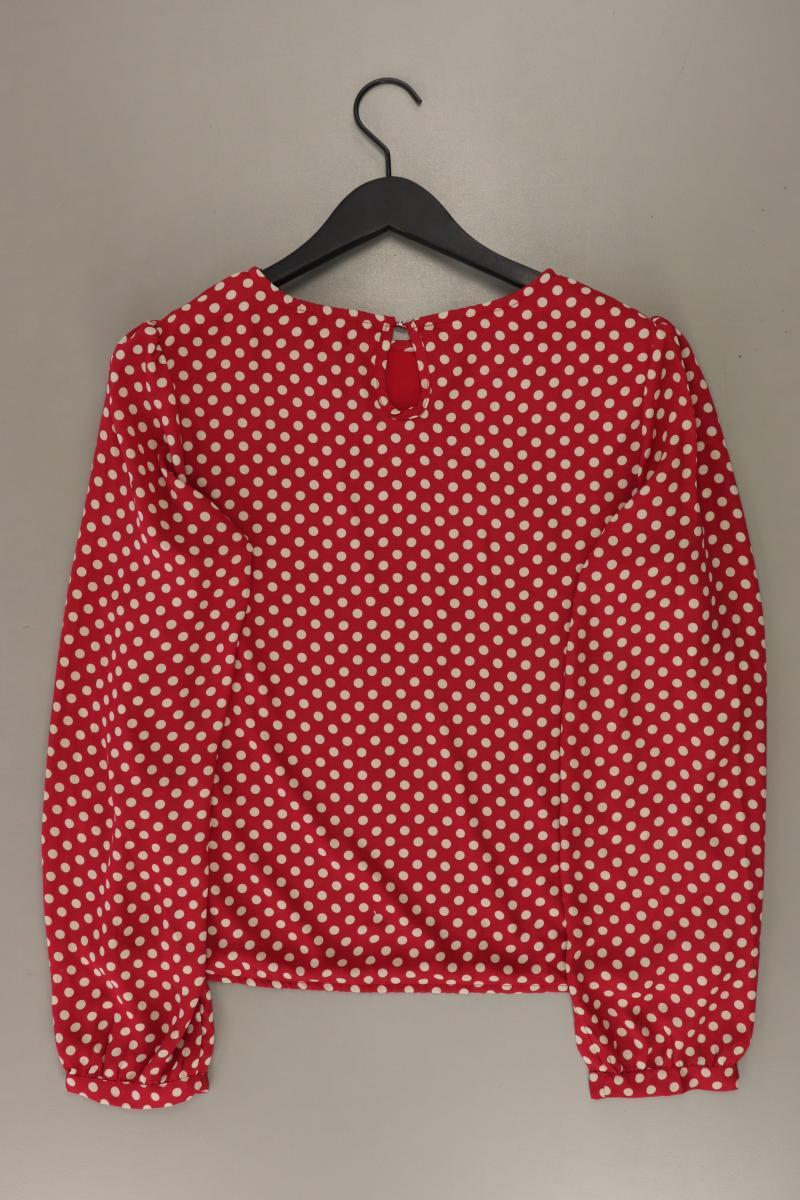 Langarmbluse Gr. 44 gepunktet rot aus Polyester