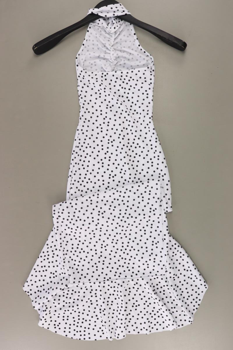 Prettylittlething Neckholderkleid Gr. 32 gepunktet neuwertig Träger weiß