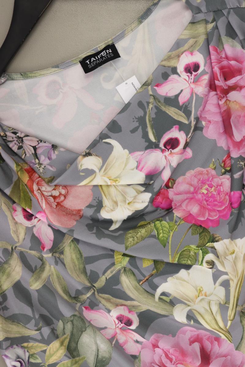 Taifun Kurzarmbluse Gr. 42 mit Blumenmuster neuwertig grau aus Polyester
