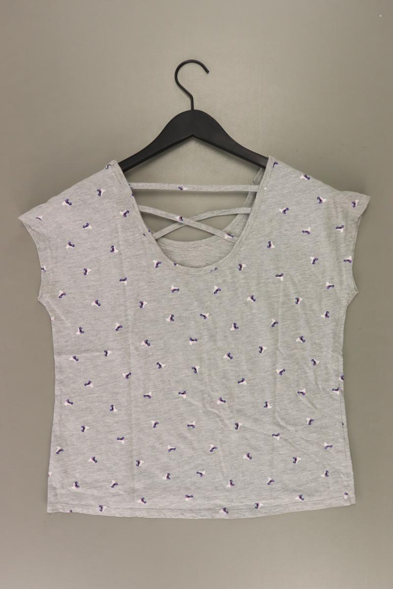 edc by Esprit Shirt mit Inlineskate Muster Gr. M Kurzarm grau aus Baumwolle