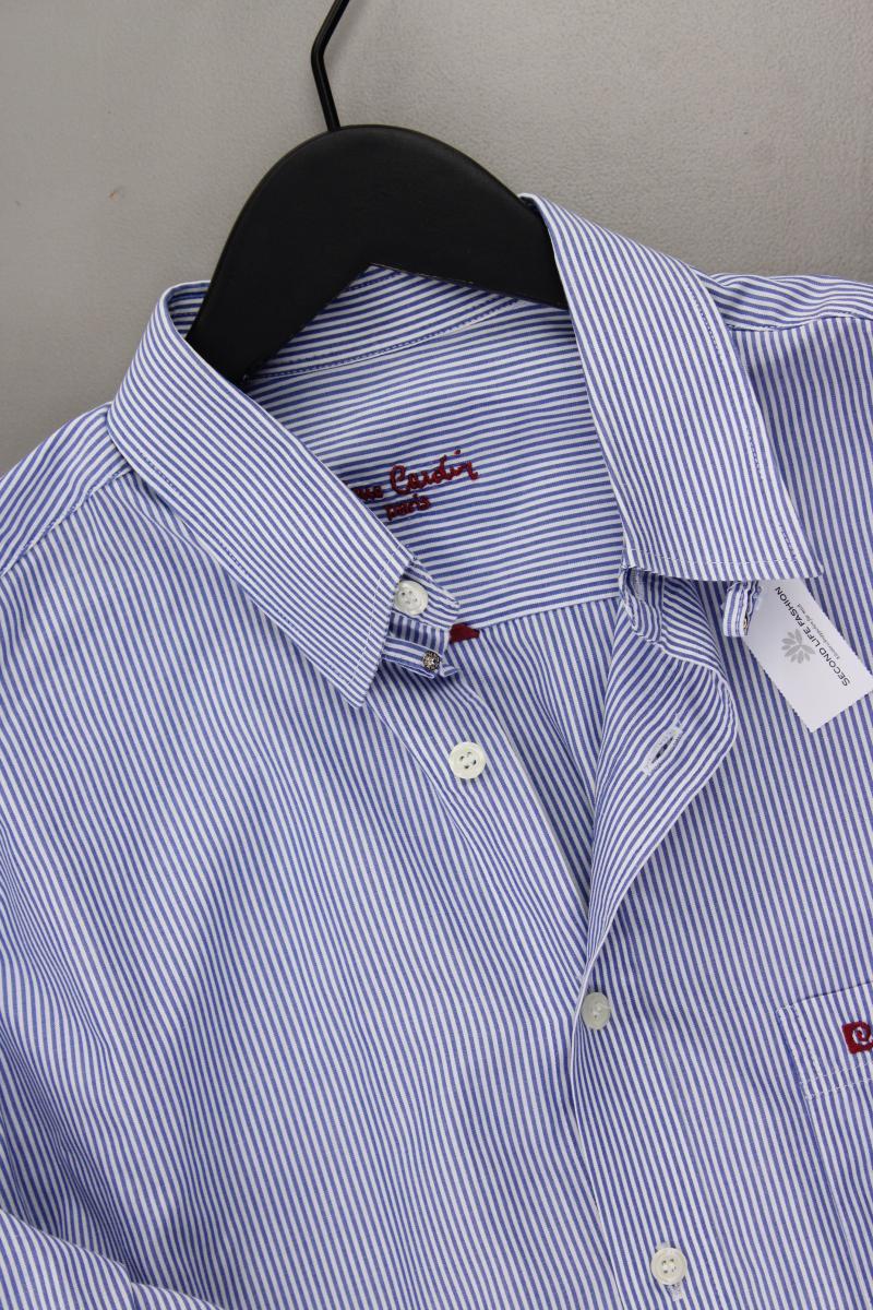 Pierre Cardin Langarmhemd für Herren Gr. Hemdgröße 41 gestreift blau