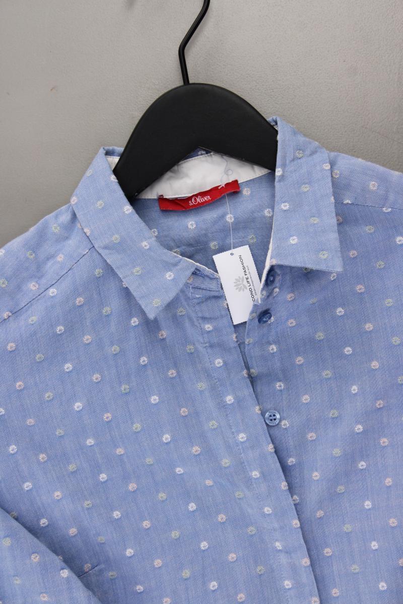 s.Oliver Langarmbluse Gr. 34 gepunktet blau aus Baumwolle