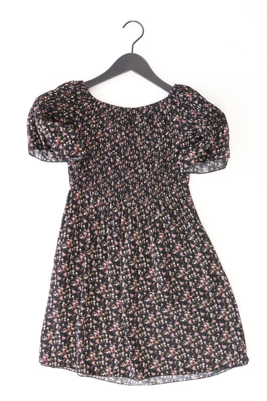 Stretchkleid Gr. XS mit Blumenmuster Kurzarm mit Carmen-Ausschnitt schwarz