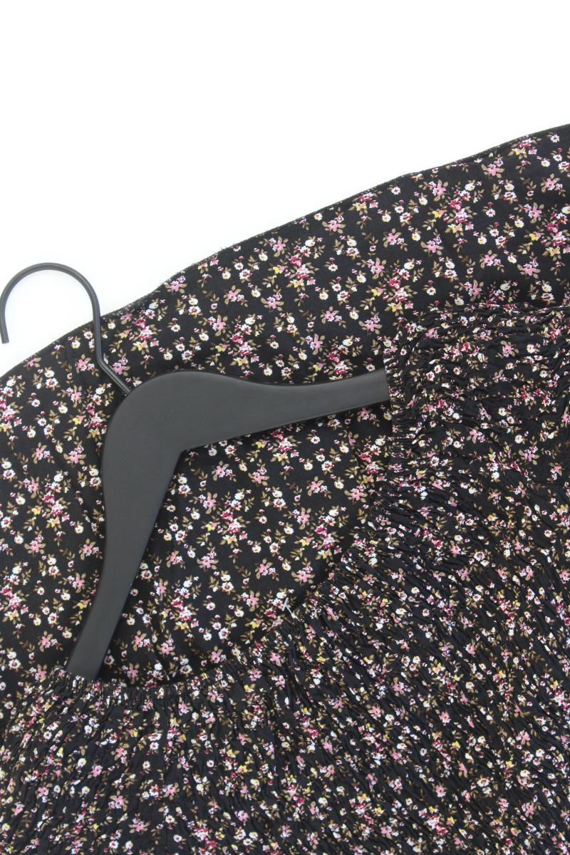 Stretchkleid Gr. XS mit Blumenmuster Kurzarm mit Carmen-Ausschnitt schwarz
