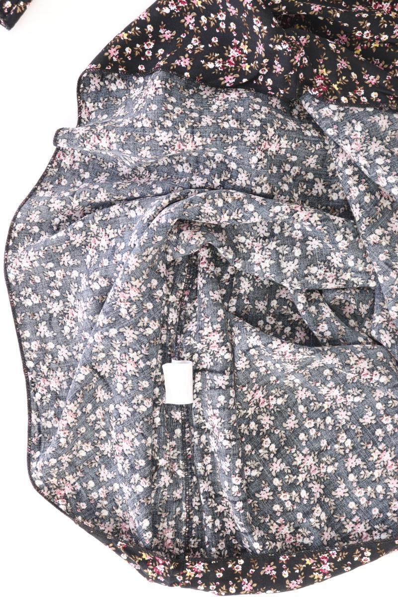 Stretchkleid Gr. XS mit Blumenmuster Kurzarm mit Carmen-Ausschnitt schwarz