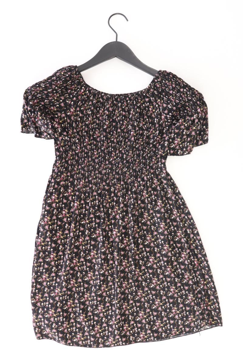 Stretchkleid Gr. XS mit Blumenmuster Kurzarm mit Carmen-Ausschnitt schwarz