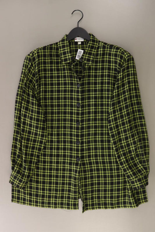 FABIANI Vintage Bluse Gr. 48 kariert Langarm grün aus Polyester