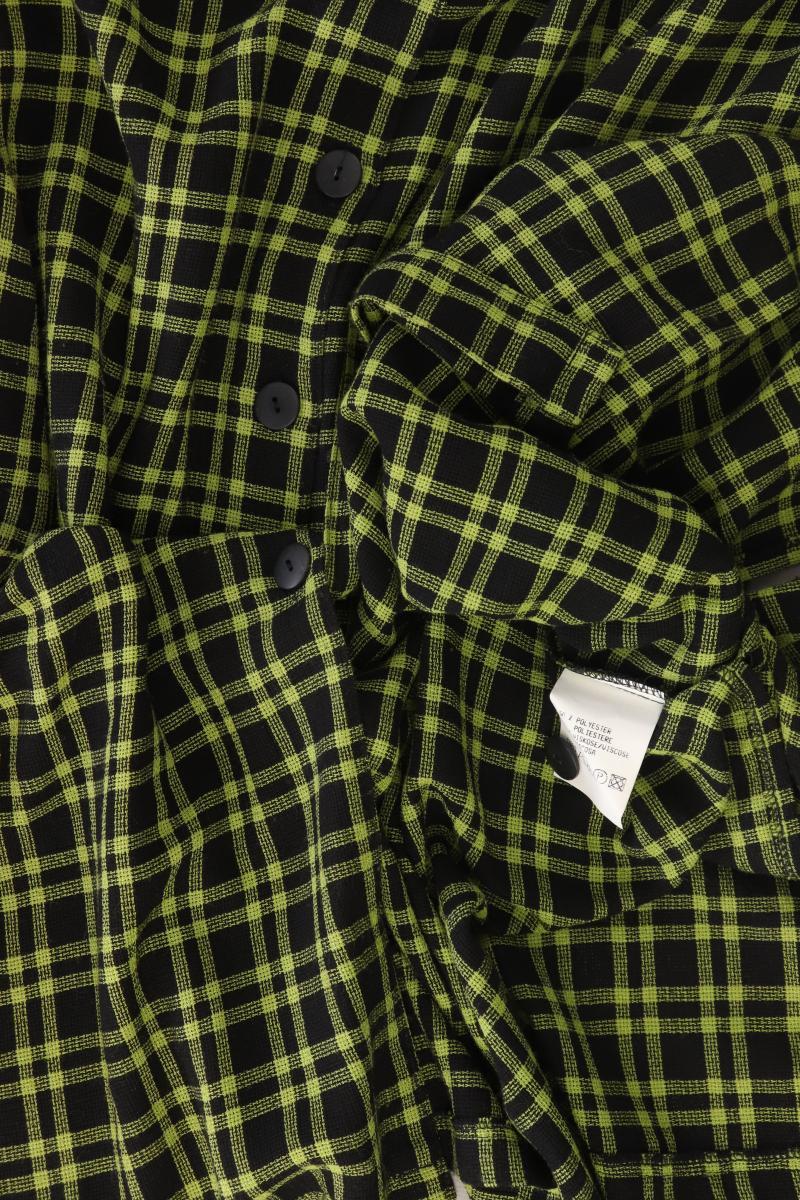 FABIANI Vintage Bluse Gr. 48 kariert Langarm grün aus Polyester