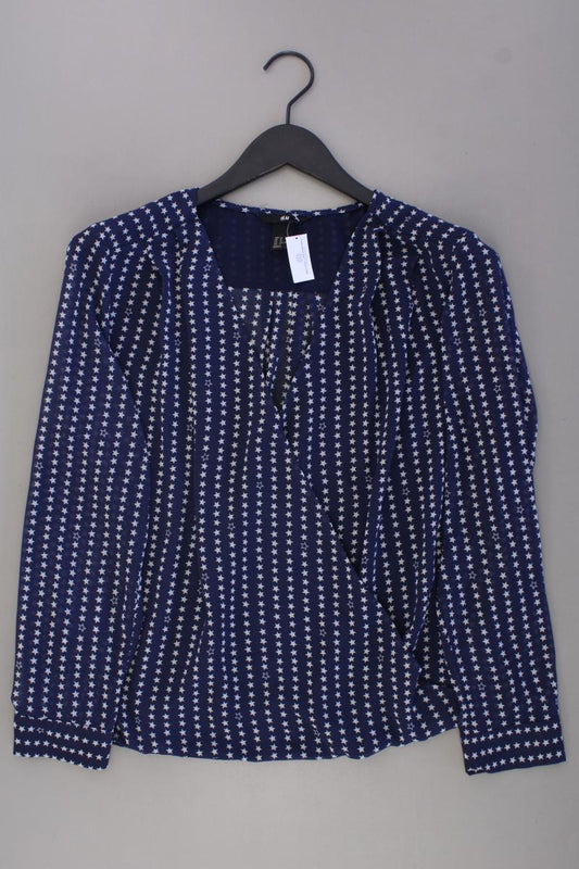 H&M Langarmbluse mit Sternenmuster Gr. 44 blau aus Polyester