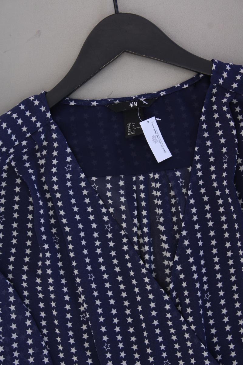 H&M Langarmbluse mit Sternenmuster Gr. 44 blau aus Polyester