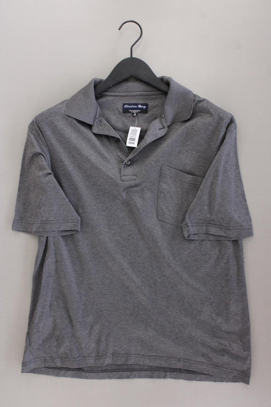 Christian Berg Poloshirt für Herren Gr. M Kurzarm grau aus Baumwolle