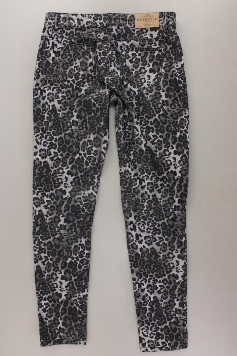 Reserved Five-Pocket-Hose Gr. 38 mit Tierdruck grau aus Baumwolle