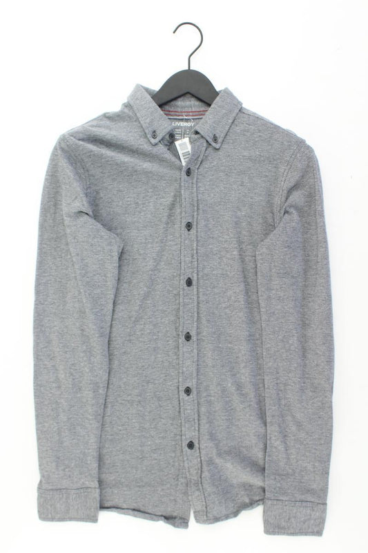 Langarmhemd für Herren Gr. 50 grau aus Baumwolle
