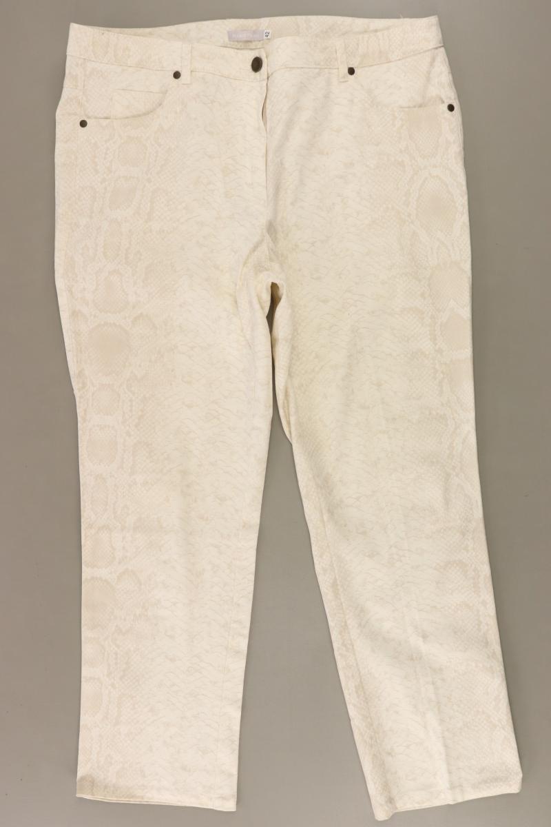 Marco Pecci Five-Pocket-Hose Gr. 42 mit Tierdruck creme aus Baumwolle