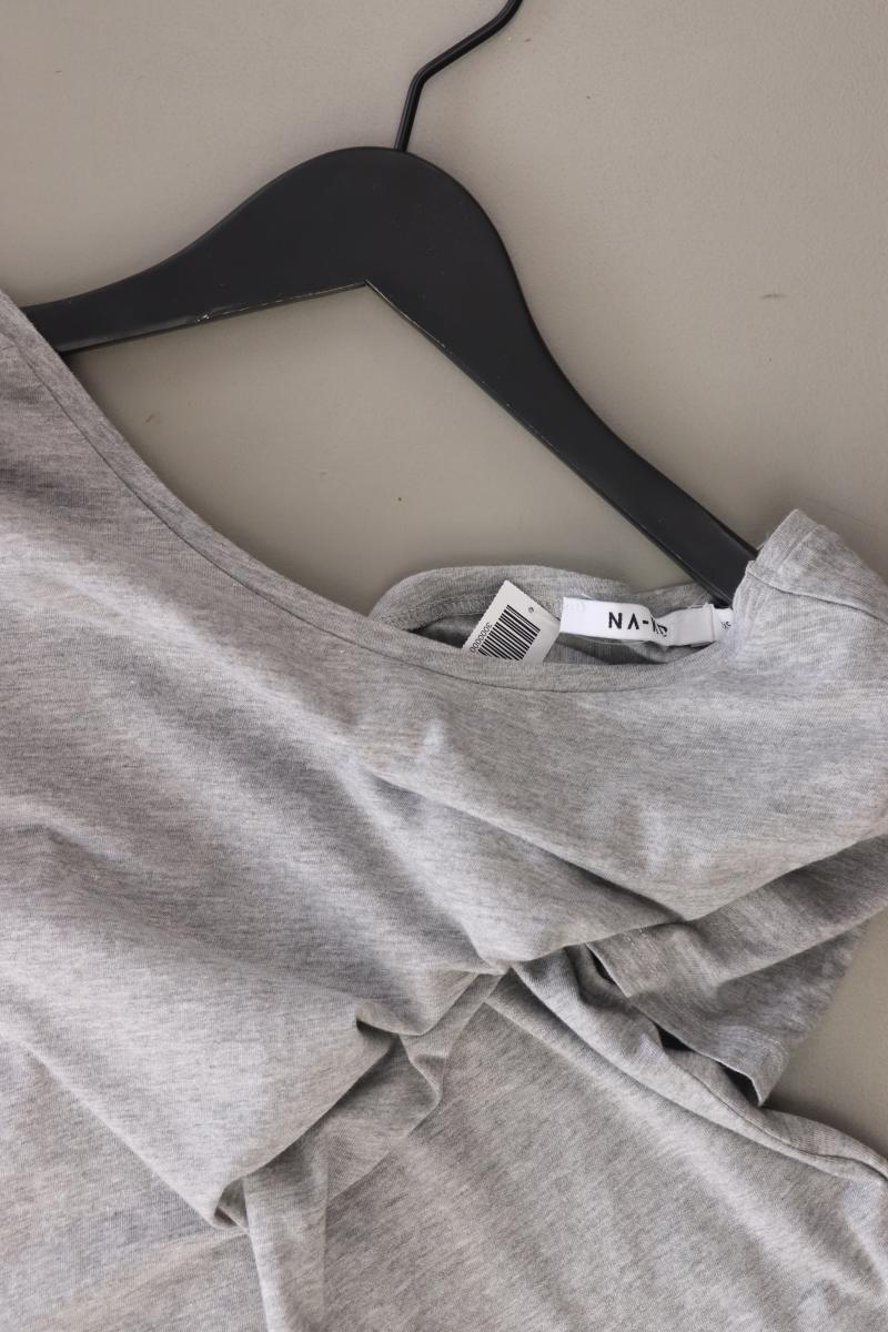 NA-KD Shirt mit großem Rückenausschnitt Gr. XS Kurzarm grau aus Baumwolle