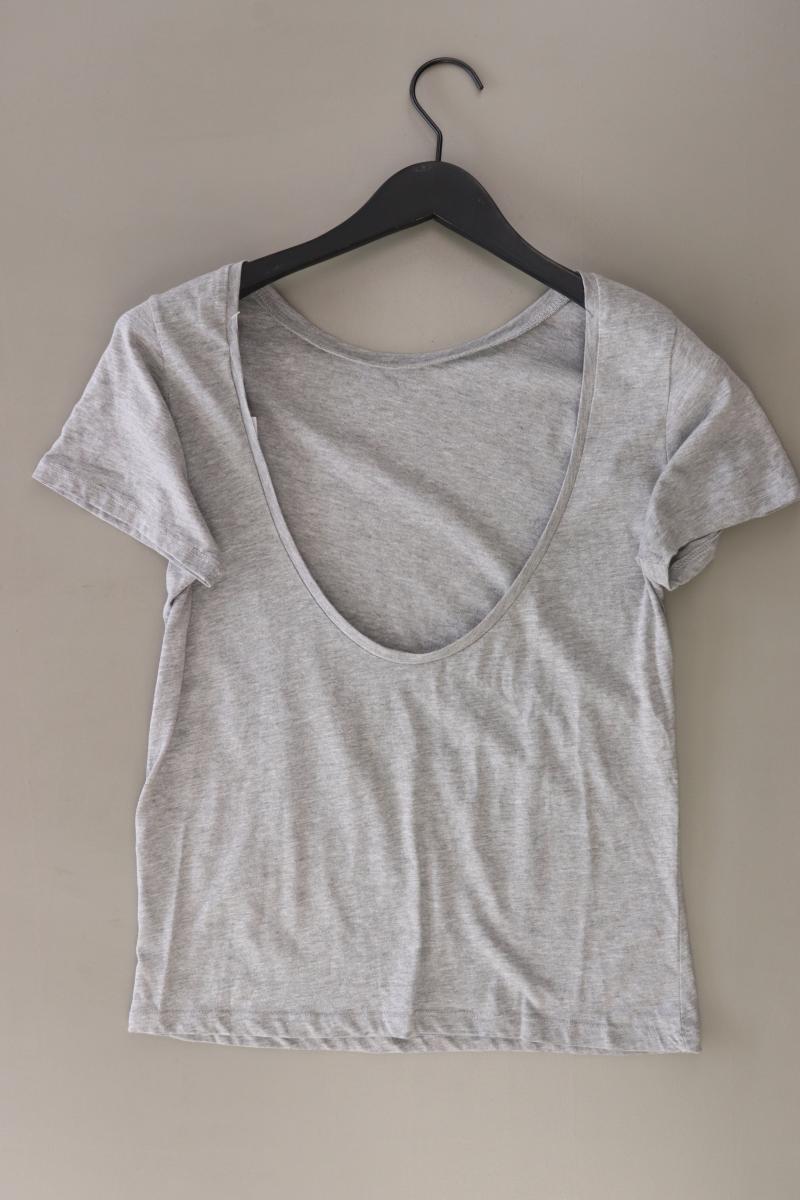 NA-KD Shirt mit großem Rückenausschnitt Gr. XS Kurzarm grau aus Baumwolle