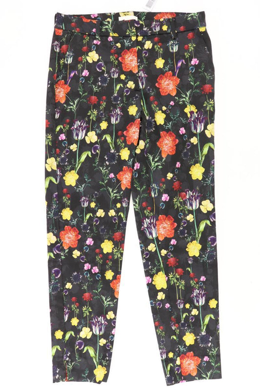 H&M Stoffhose Gr. 38 mit Blumenmuster schwarz aus Baumwolle