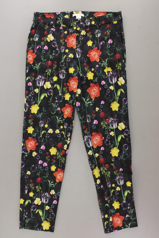 H&M Stoffhose Gr. 38 mit Blumenmuster schwarz aus Baumwolle