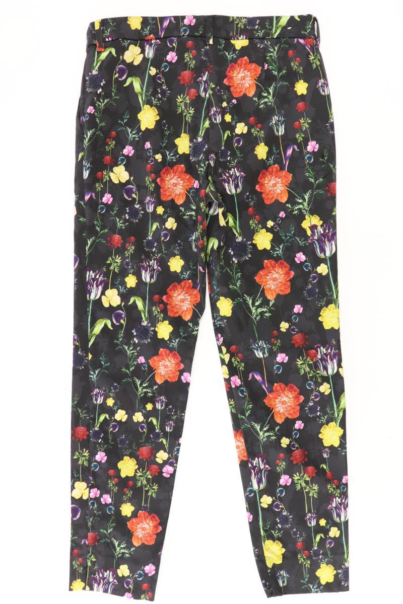 H&M Stoffhose Gr. 38 mit Blumenmuster schwarz aus Baumwolle