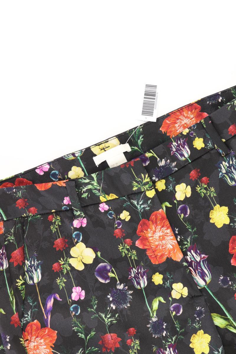 H&M Stoffhose Gr. 38 mit Blumenmuster schwarz aus Baumwolle