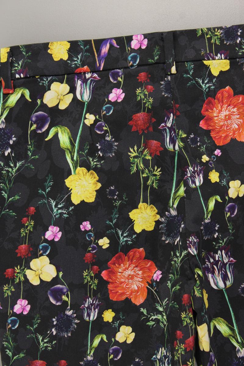 H&M Stoffhose Gr. 38 mit Blumenmuster schwarz aus Baumwolle