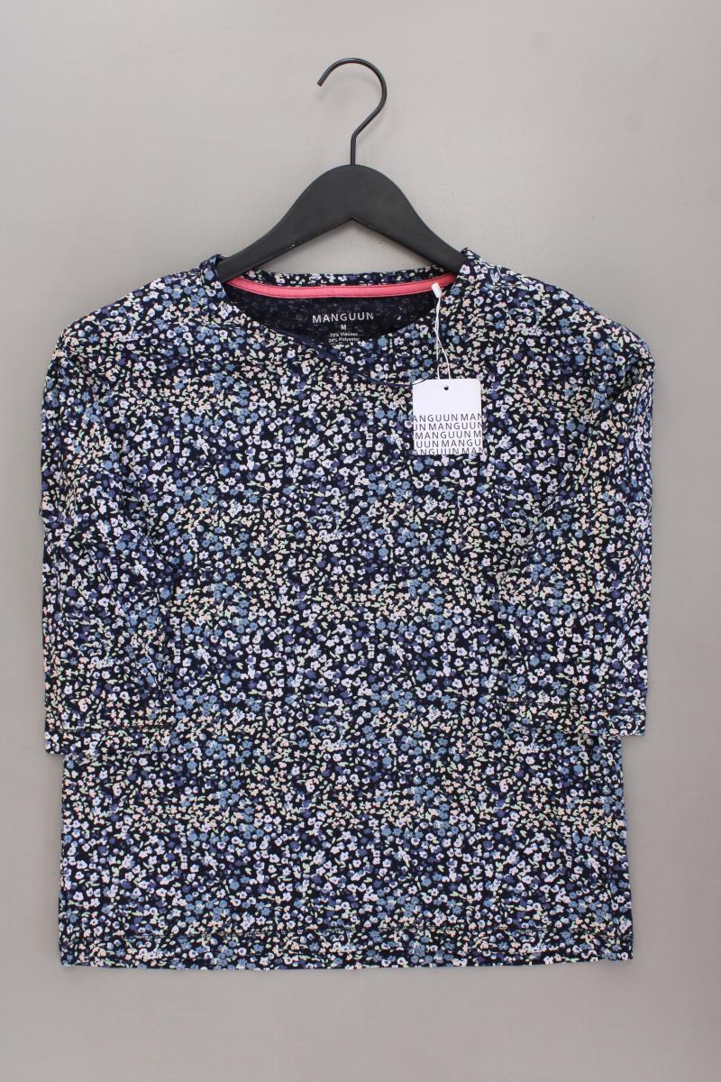 Manguun Oversize-Shirt Gr. M mit Blumenmuster neu mit Etikett 3/4 Ärmel blau