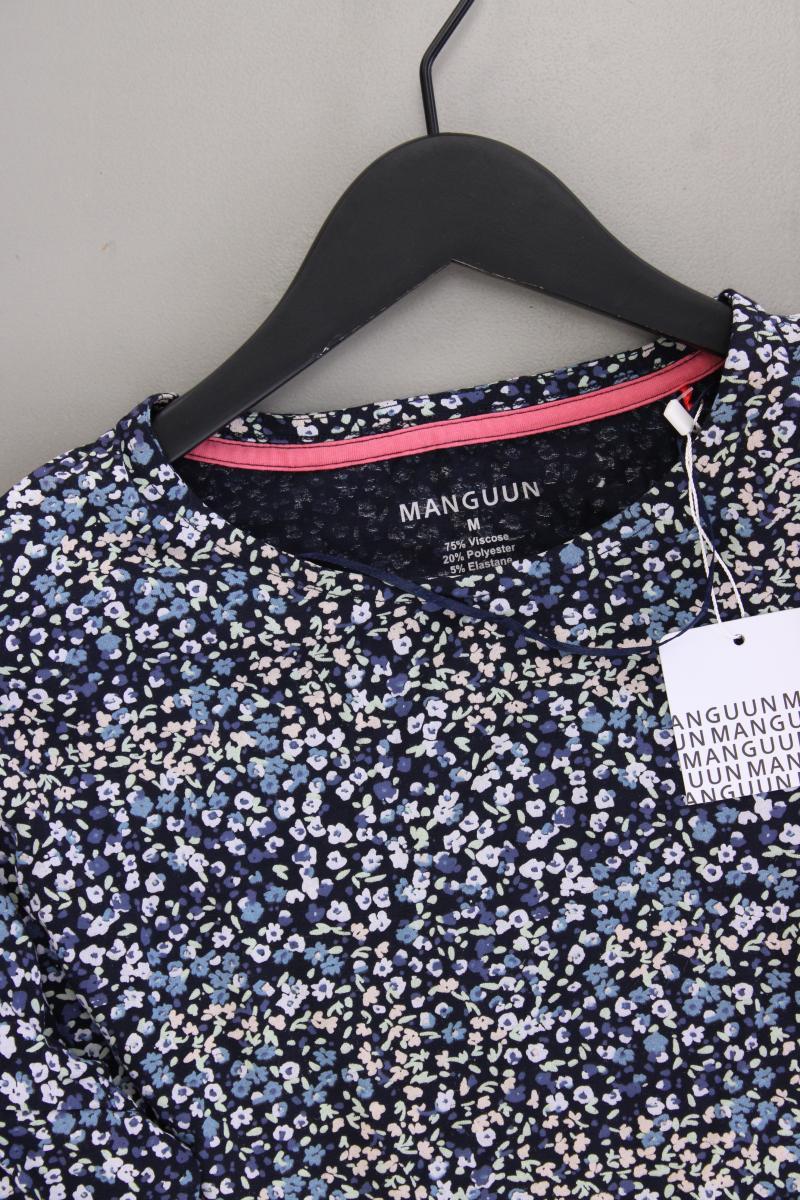 Manguun Oversize-Shirt Gr. M mit Blumenmuster neu mit Etikett 3/4 Ärmel blau
