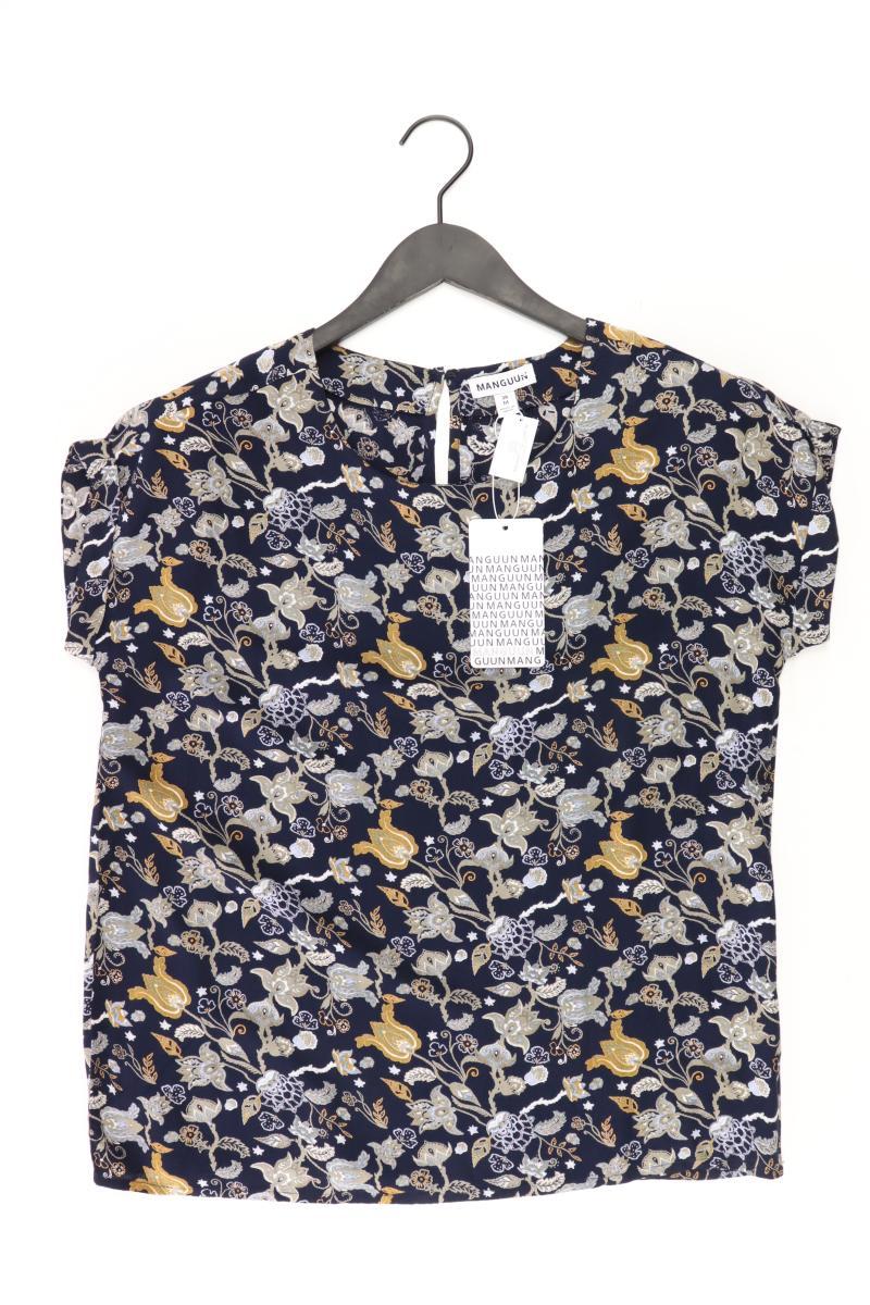 Manguun Kurzarmbluse Gr. 38 mit Blumenmuster neu mit Etikett blau aus Viskose
