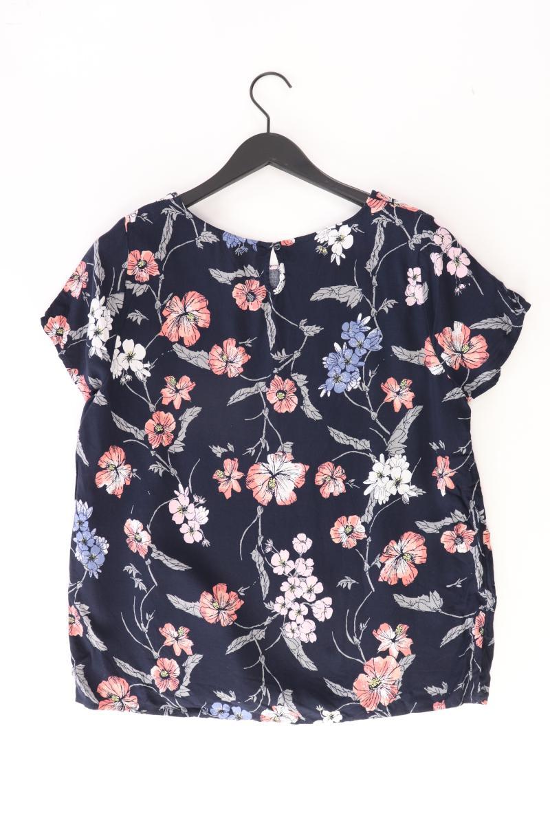 Gina Bluse Gr. 46/48 mit Blumenmuster Kurzarm blau aus Viskose
