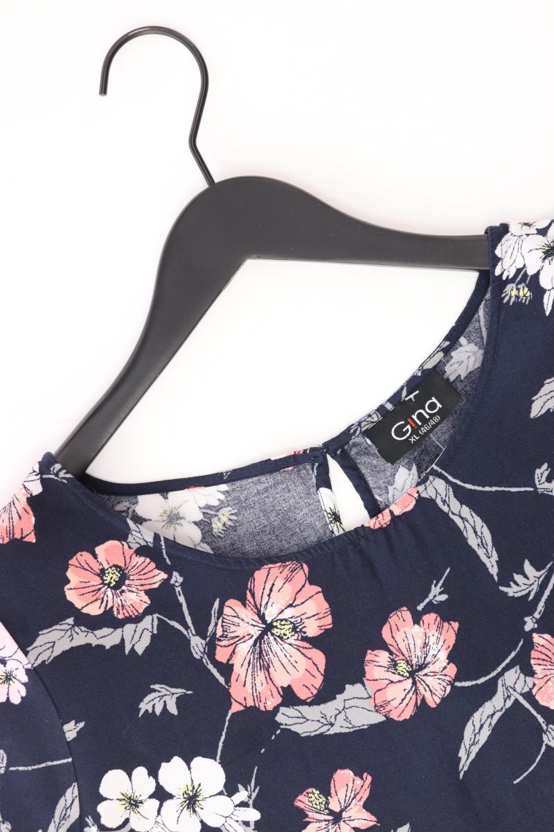 Gina Bluse Gr. 46/48 mit Blumenmuster Kurzarm blau aus Viskose
