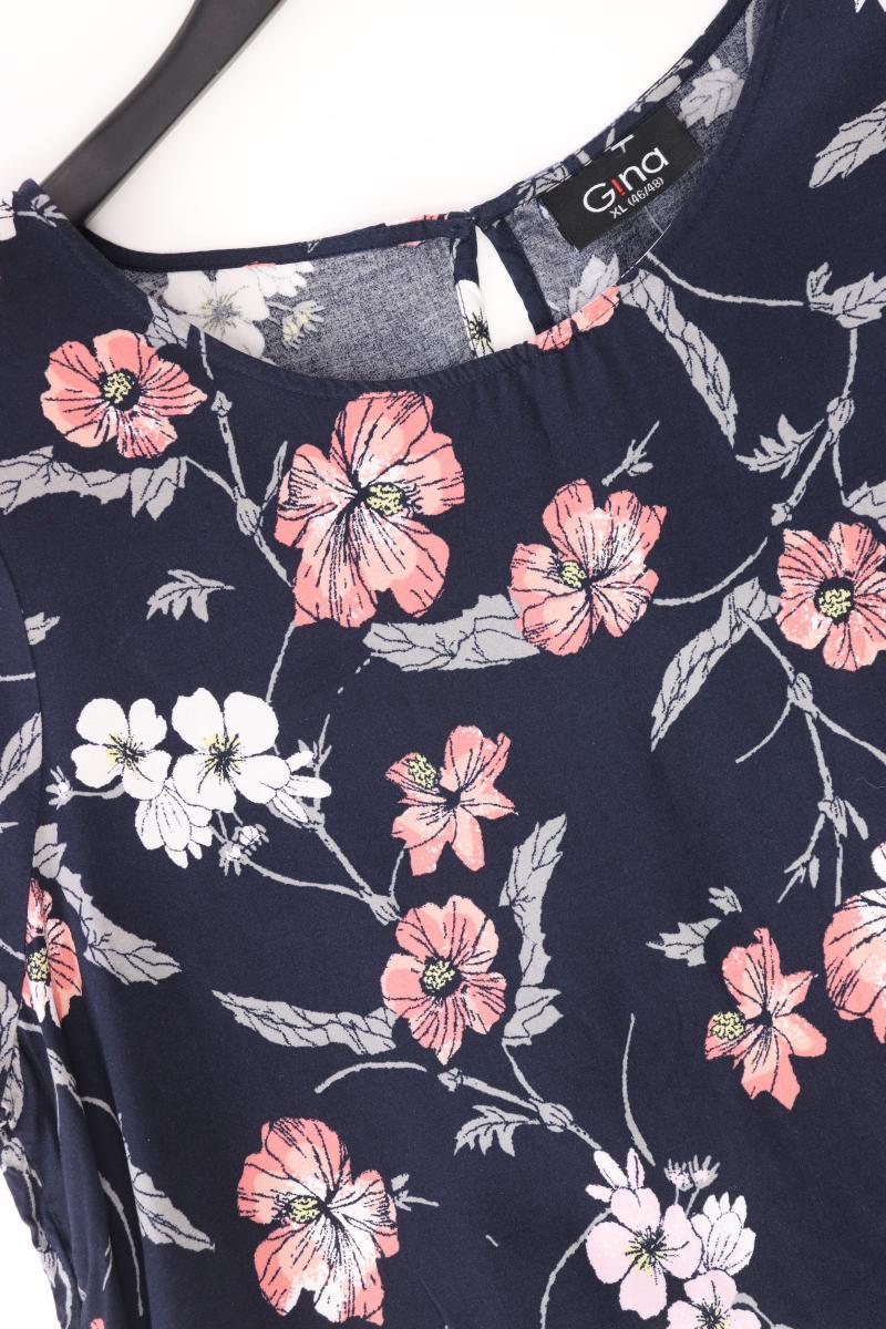 Gina Bluse Gr. 46/48 mit Blumenmuster Kurzarm blau aus Viskose