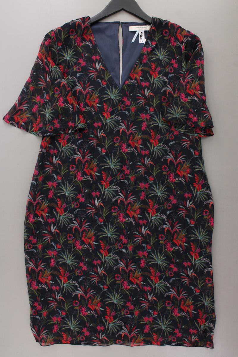Dame Blanche Chiffonkleid Gr. XL mit Blumenmuster Kurzarm schwarz aus Polyester