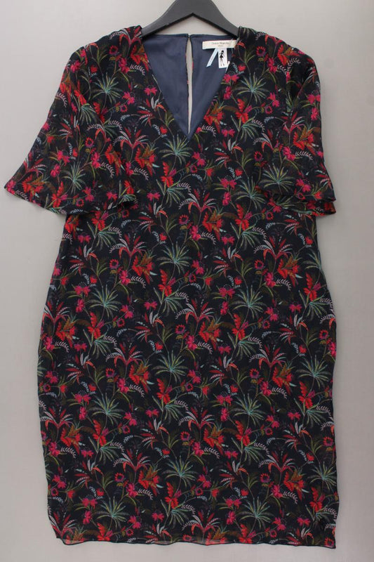 Dame Blanche Chiffonkleid Gr. XL mit Blumenmuster Kurzarm schwarz aus Polyester