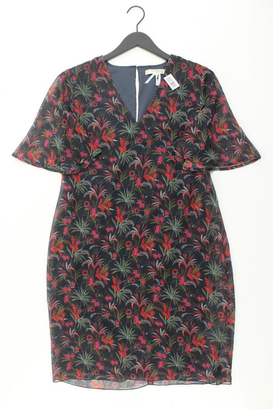 Dame Blanche Chiffonkleid Gr. XL mit Blumenmuster Kurzarm schwarz