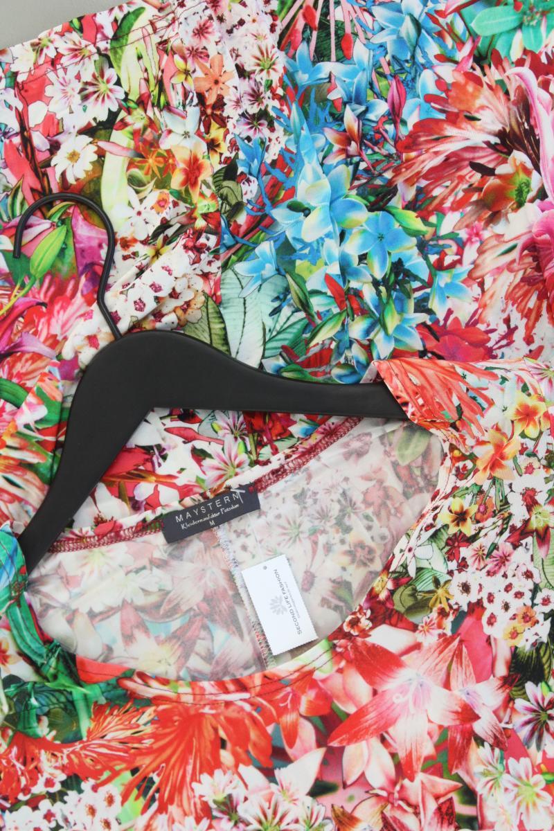 Maystern Jerseykleid Gr. M mit Blumenmuster Kurzarm mehrfarbig