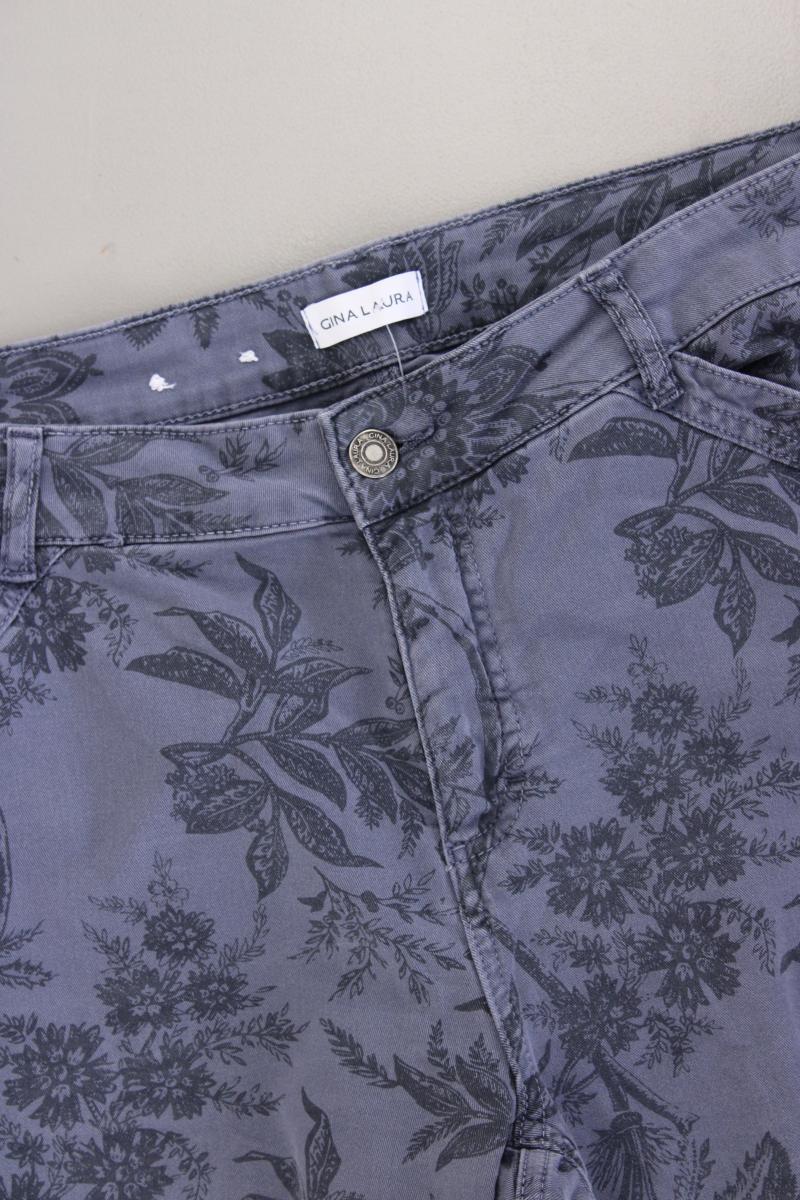 Gina Laura Hose Gr. Kurzgröße 22 mit Blumenmuster blau aus Baumwolle