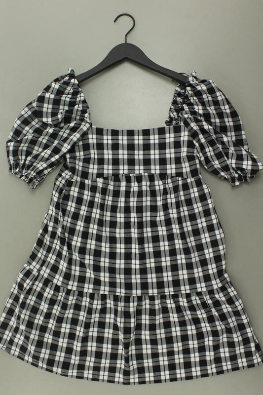 H&M Kleid kariert Gr. 36 Kurzarm schwarz aus Polyester