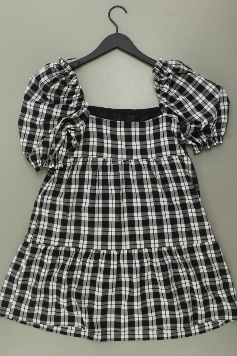 H&M Kleid kariert Gr. 36 Kurzarm schwarz aus Polyester