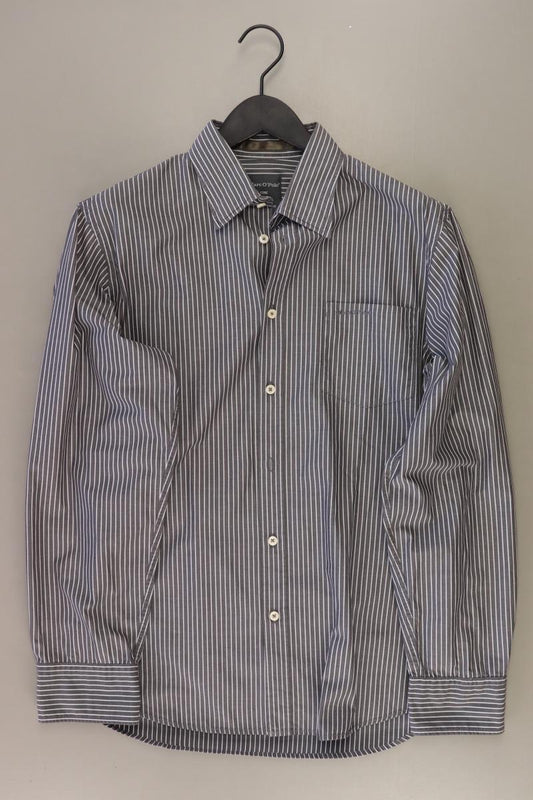 Marc O'Polo Langarmhemd für Herren Gr. L gestreift neuwertig grau aus Baumwolle