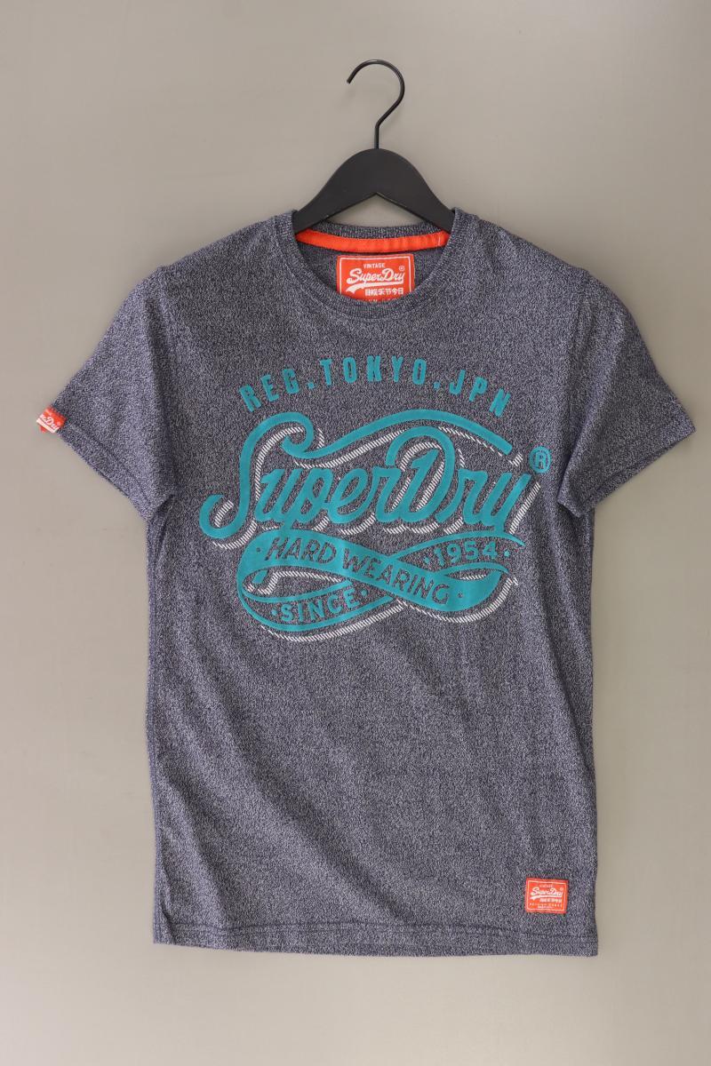 Superdry Printshirt für Herren Gr. S Kurzarm blau aus Baumwolle
