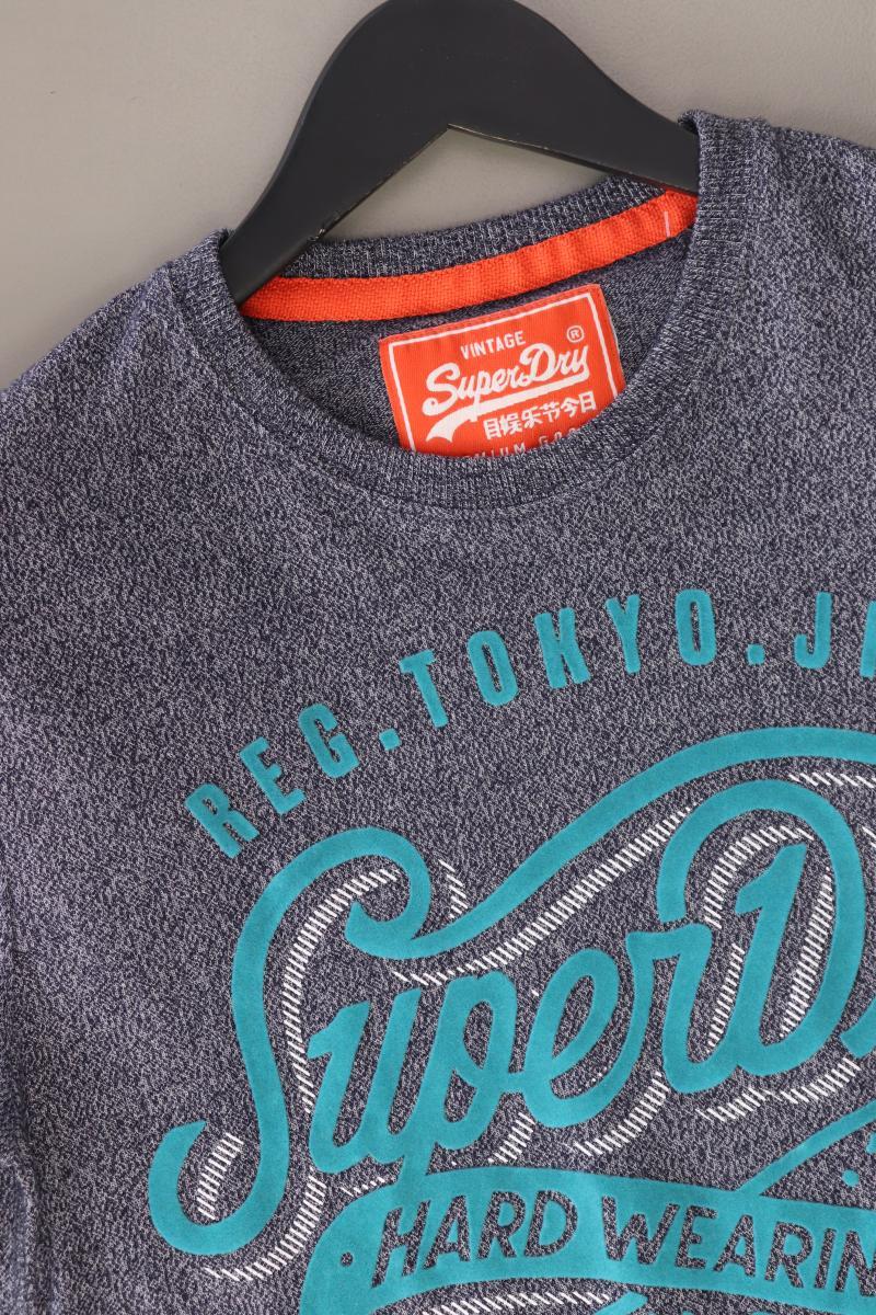 Superdry Printshirt für Herren Gr. S Kurzarm blau aus Baumwolle