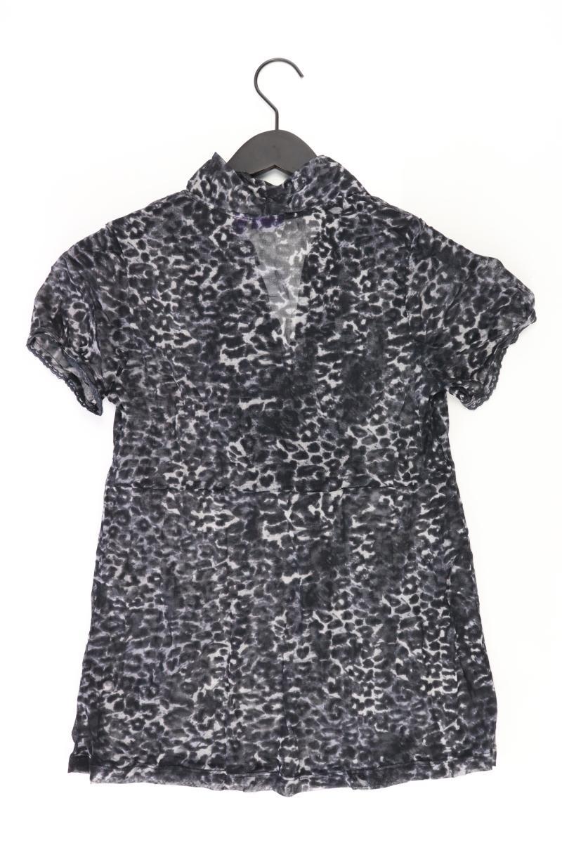 Mexx Mesh Bluse Gr. XL mit Tierdruck Kurzarm grau aus Polyester