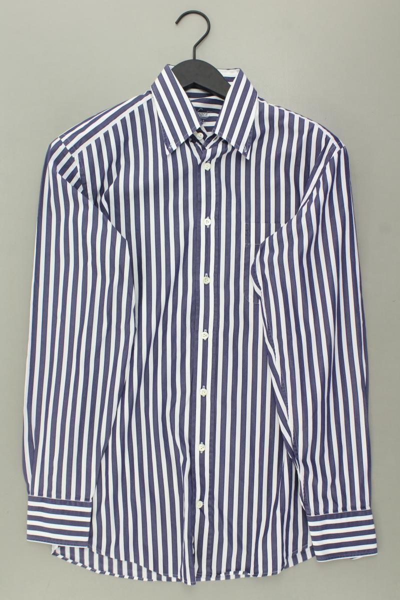 van Laack Langarmhemd für Herren Gr. Hemdgröße 38 gestreift blau aus Baumwolle