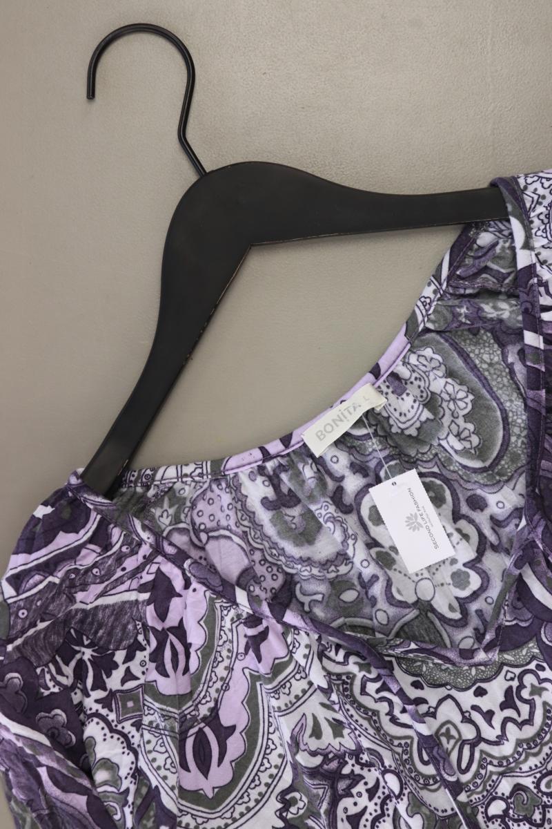 Bonita Shirt mit V-Ausschnitt Gr. L 3/4 Ärmel lila aus Polyester