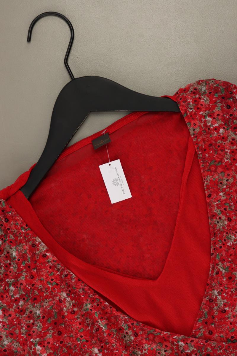 Selection by s.Oliver Shirt mit V-Ausschnitt Gr. 40 mit Blumenmuster Kurzarm rot
