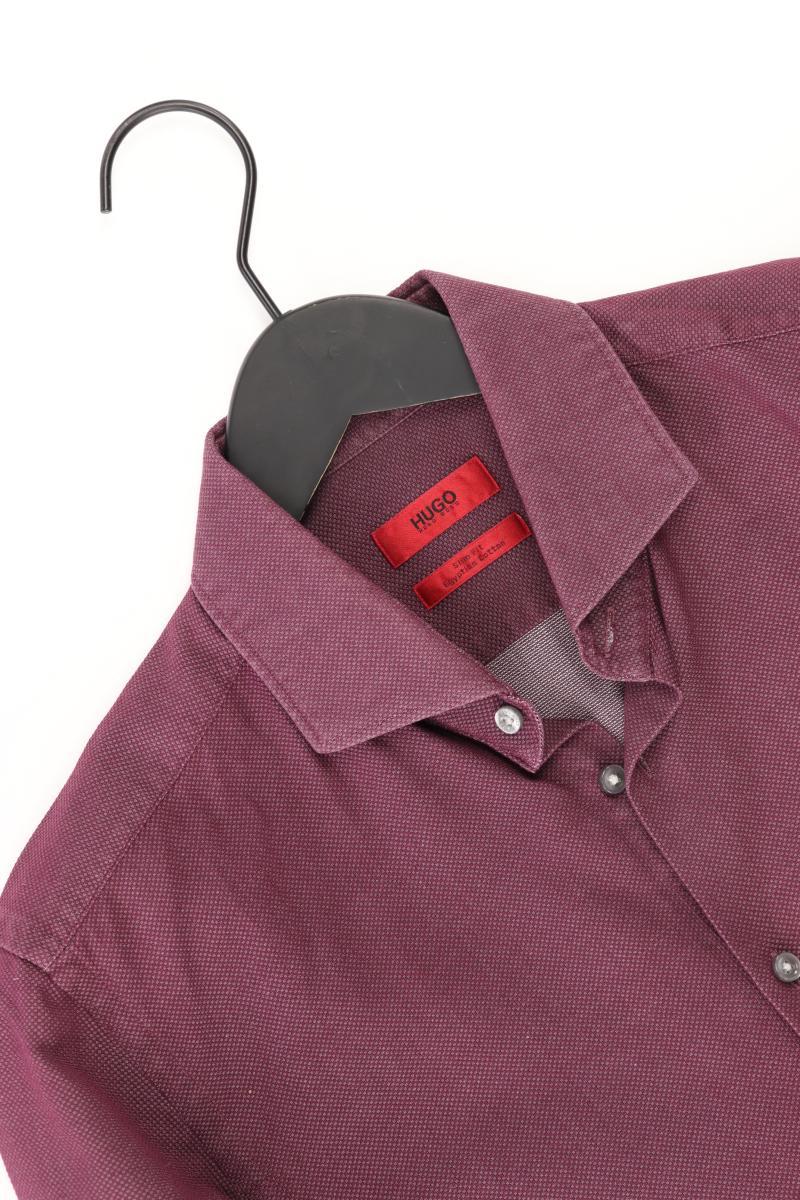 Hugo Boss Langarmhemd für Herren Gr. Hemdgröße 40 lila aus Baumwolle