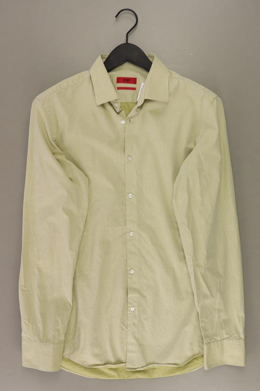 Hugo Boss Langarmhemd für Herren Gr. Hemdgröße 40 grün aus Baumwolle