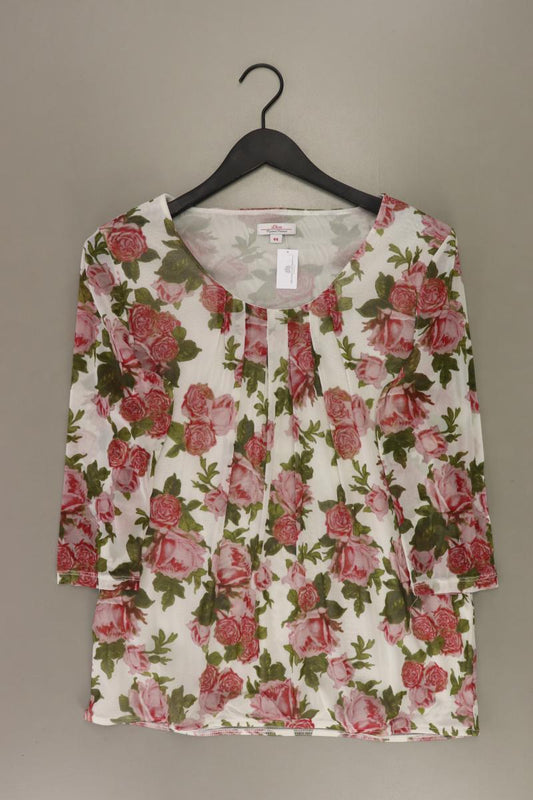 s.Oliver Bluse Gr. 44 mit Blumenmuster 3/4 Ärmel weiß aus Polyester